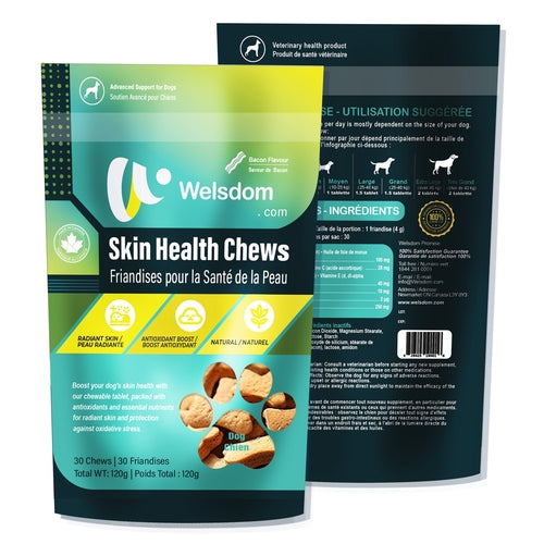 Skin Health Chews for Dogs – Omega-3 & Antioxidant Support (30 Soft