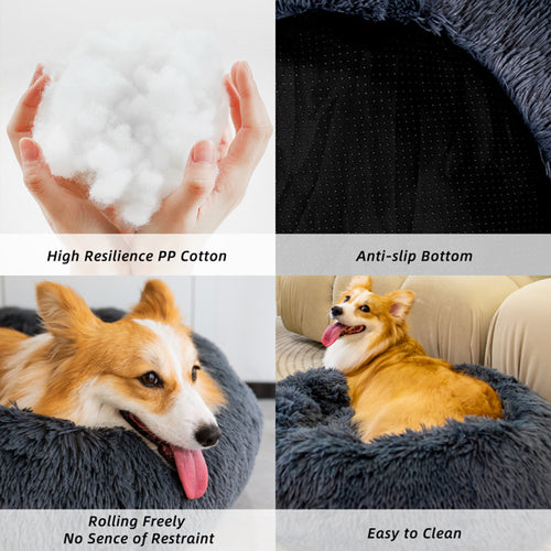 luxury Pet Beds for Cats Dog Bed Washable Anti Anxiety Fluffy Dog Bed