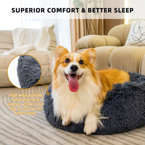 luxury Pet Beds for Cats Dog Bed Washable Anti Anxiety Fluffy Dog Bed
