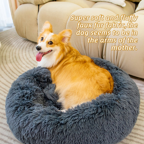 luxury Pet Beds for Cats Dog Bed Washable Anti Anxiety Fluffy Dog Bed